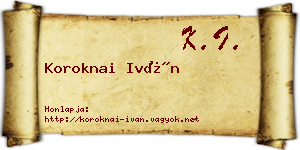 Koroknai Iván névjegykártya